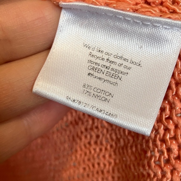 Eileen Fisher Cotton Orange Knit Women's Sweater - Picture 4 of 5